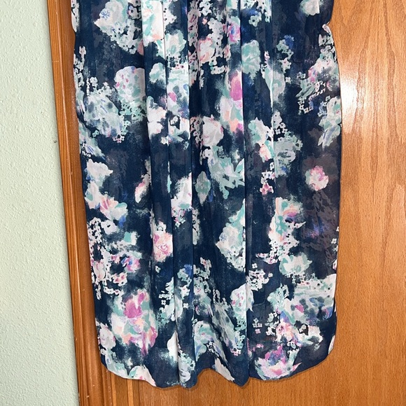 BCBG Generations Dress Womens 0 Short Sleeve Pleated Maxi Watercolor Floral NWT - Picture 4 of 10